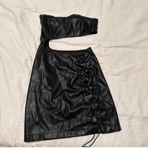 Elegant Black Faux Leather Dress